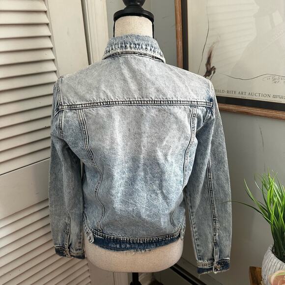 SPECIAL A Womens Jean Jacket Small Acid Wash Denim Biker Bohemian Casual - Picture 5 of 16